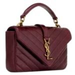 SAINT LAURENT COLLEGE MINI CHAIN BAG IN SHINY CRACKLED LEATHER