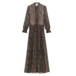 SAINT LAURENT LAVALLIÈRE DRESS IN LUREX PAISLEY SILK CREPON