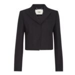 FENDI JACKET BLACK GRAIN DE POUDRE WOOL BLAZER