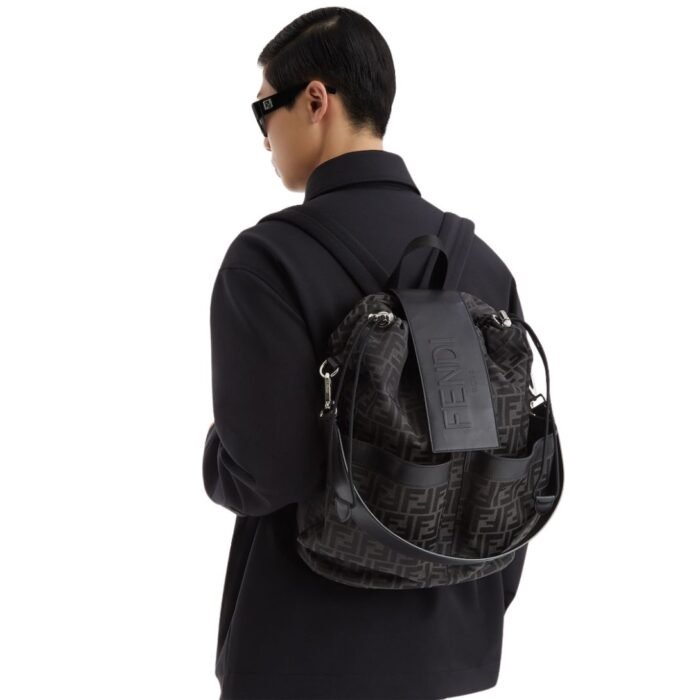 FENDI STRIKE LARGE FF JACQUARD FABRIC BACKPACK