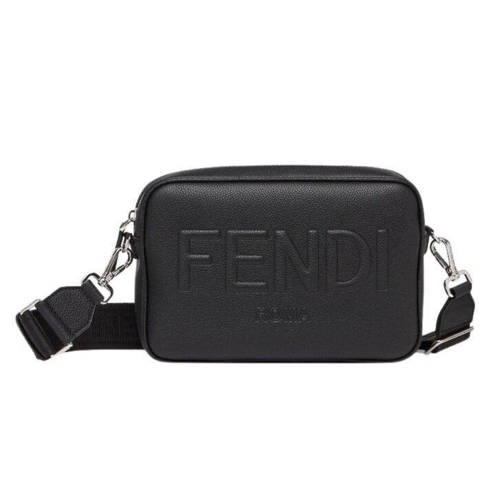 FENDI ROMA CAMERA CASE BLACK LEATHER BAG
