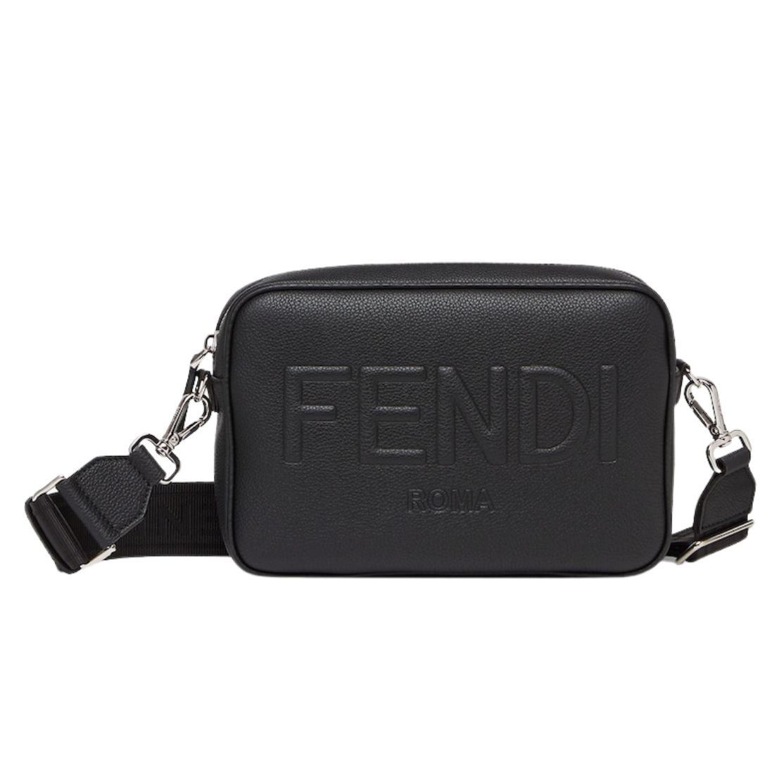 5 FENDI ROMA CAMERA CASE BLACK LEATHER BAG
