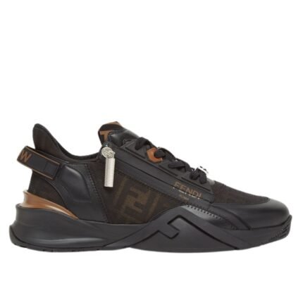 FENDI FLOW SNEAKERS BLACK LEATHER LOW-TOPS
