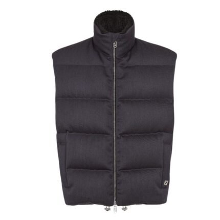 FENDI VEST BLACK WOOL TWILL GILET