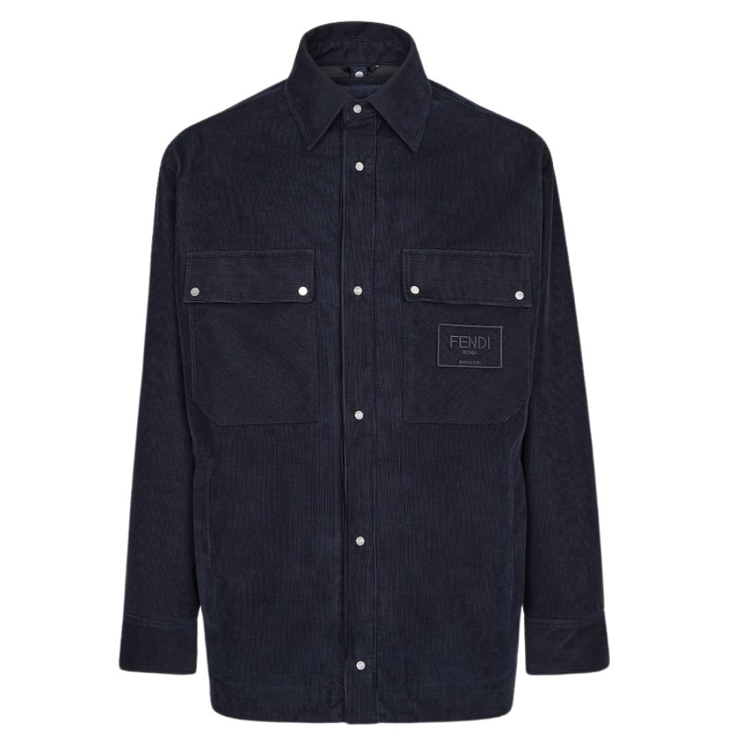5 FENDI NAVY BLUE CORDUROY BLOUSON