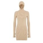 FENDI BEIGE SILK AND WOOL DRESS