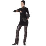 FENDI BLACK WOOL AND SILK DRESS