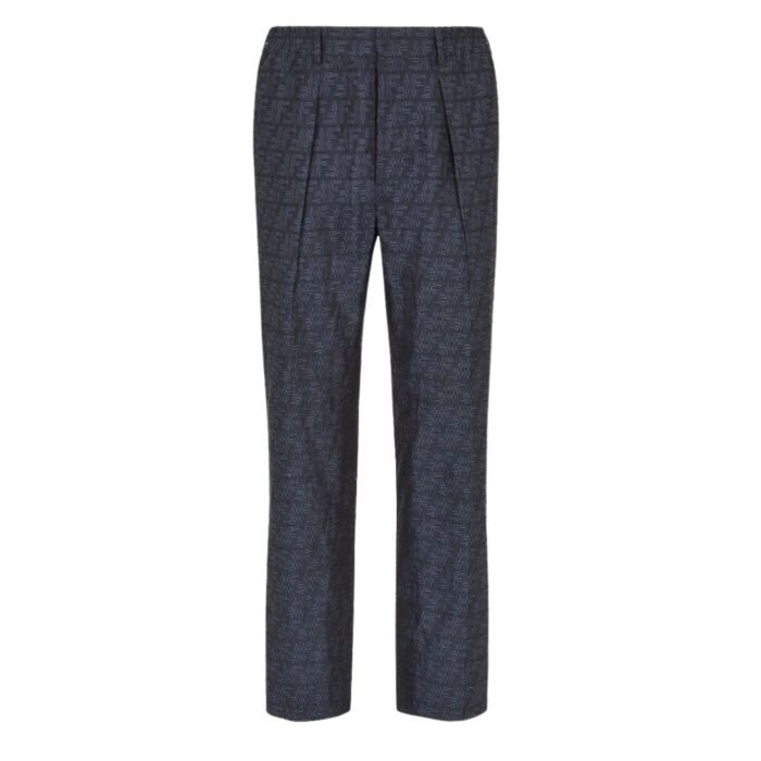 FENDI BLUE FF LABYRINTH JACQUARD PANTS