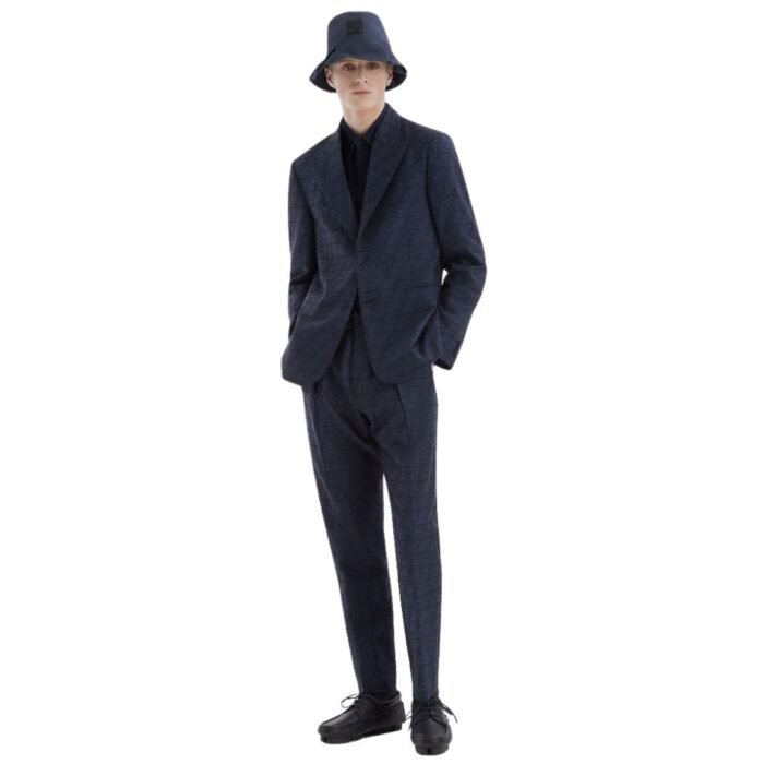 FENDI JACKET BLUE FF LABYRINTH JACQUARD BLAZER