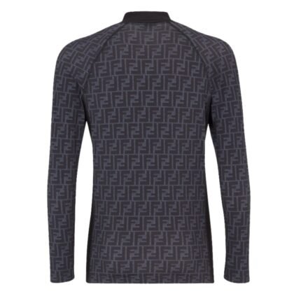 FENDI SWEATER BLUE FF LYCRA TURTLENECK TOP