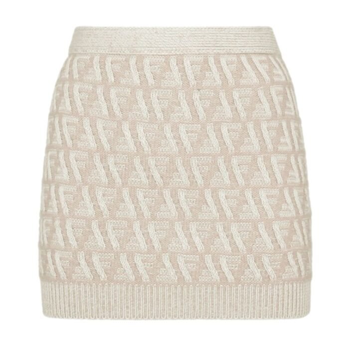 FENDI FF CASHMERE AND WOOL MINI SKIRT