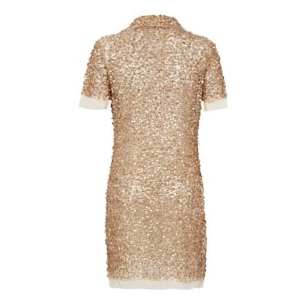 FENDI TULLE DRESS WITH GOLD-COLORED BEAD EMBROIDERY
