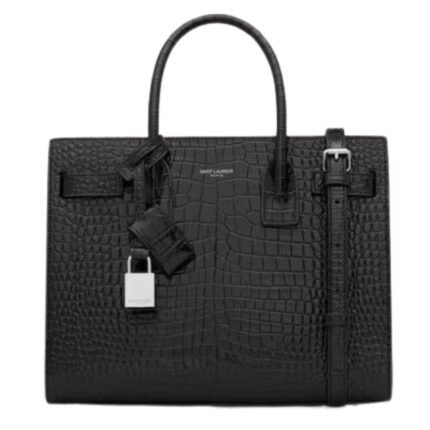 SAINT LAURENT SAC DE JOUR IN CROCODILE EMBOSSED LEATHER NANO