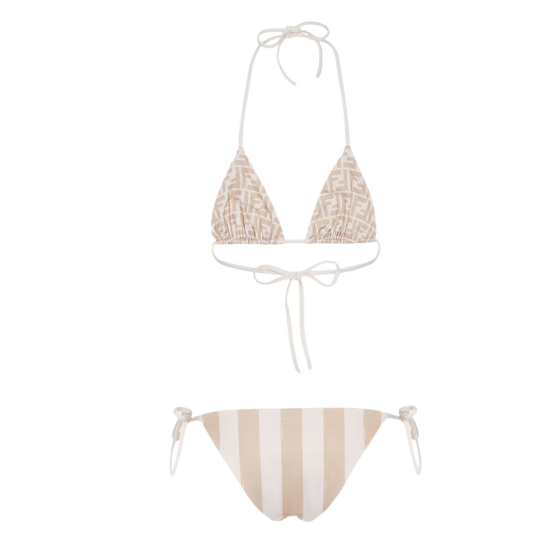 5 FENDI SWIMSUIT BROWN LYCRA REVERSIBLE BIKINI