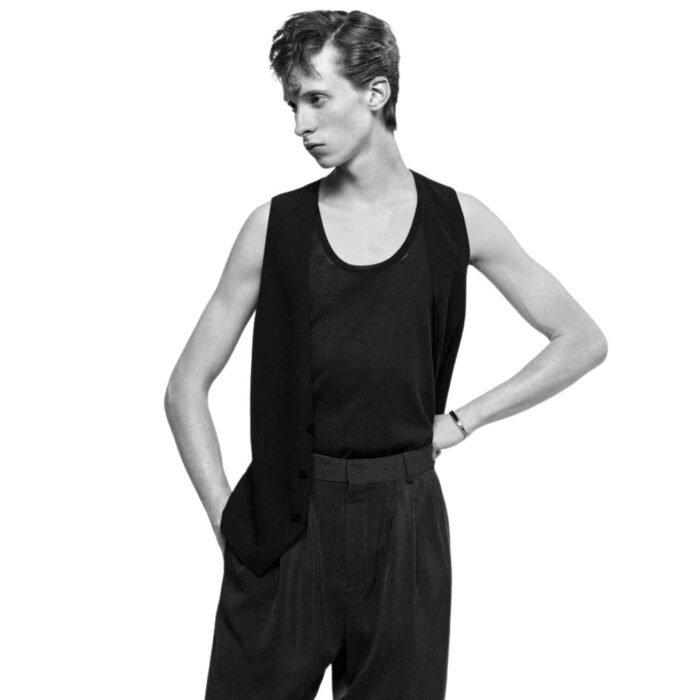 SAINT LAURENT BAGGY PANTS IN STRIPED CANVAS