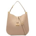 TOM FORD GRAIN LEATHER TARA LARGE CROSSBODY GRAPHITE