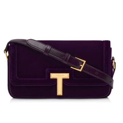 TOM FORD VELVET WALLIS E/W SHOULDER BAG BLACK