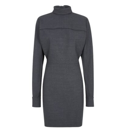 FENDI GRAY PINSTRIPED WOOL DRESS