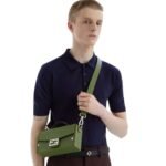 FENDI SELLERIA SOFT TRUNK BAGUETTE GREEN LEATHER BAG WITH 253 HAND-SEWN TOPSTITCHES