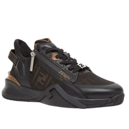 FENDI FLOW SNEAKERS BLACK LEATHER LOW-TOPS