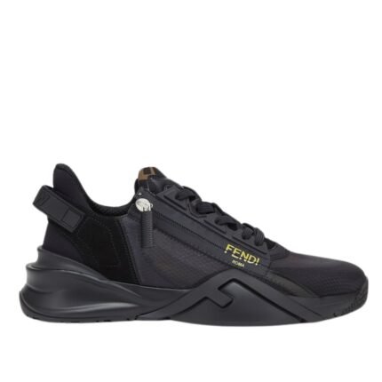 FENDI FLOW SNEAKERS BLACK NYLON LOW TOPS