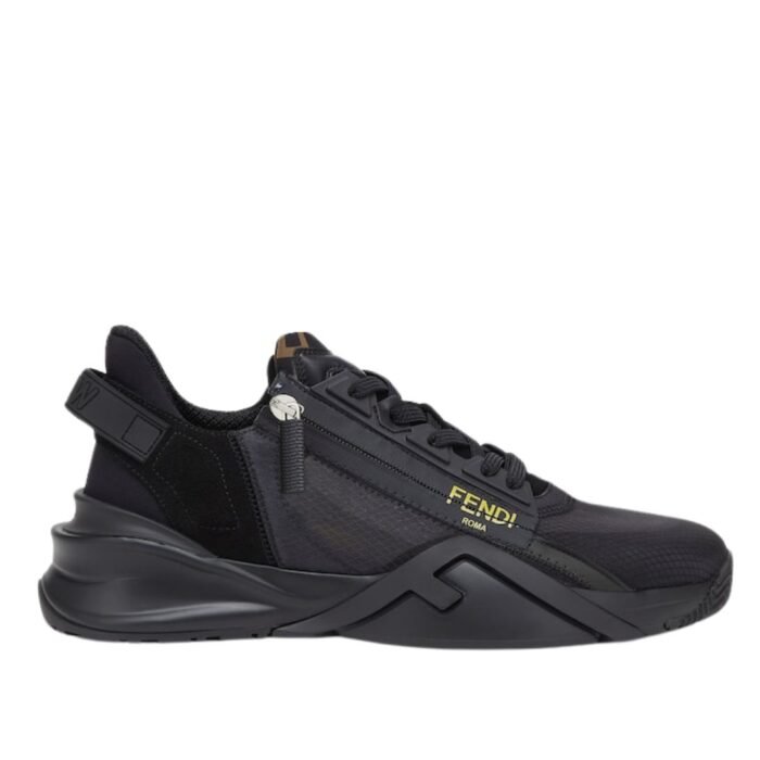 FENDI FLOW SNEAKERS BLACK NYLON LOW TOPS