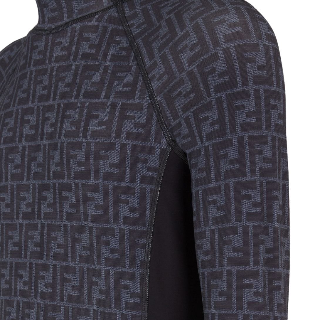 6 FENDI SWEATER BLUE FF LYCRA TURTLENECK TOP