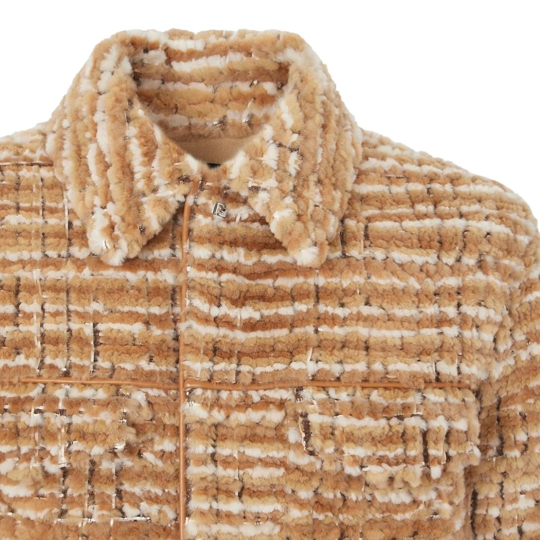 6 FENDI BROWN LEATHER AND MINK JACKET