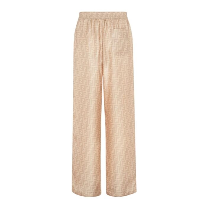 FENDI BEIGE FF SILK PANTS