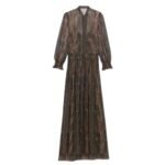 SAINT LAURENT LAVALLIÈRE DRESS IN LUREX PAISLEY SILK CREPON