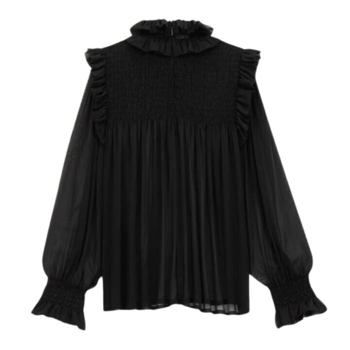 SAINT LAURENT RUFFLED BLOUSE IN SILK CREPE MUSLIN