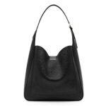 TOM FORD LEATHER MONARCH LARGE HOBO BLACK