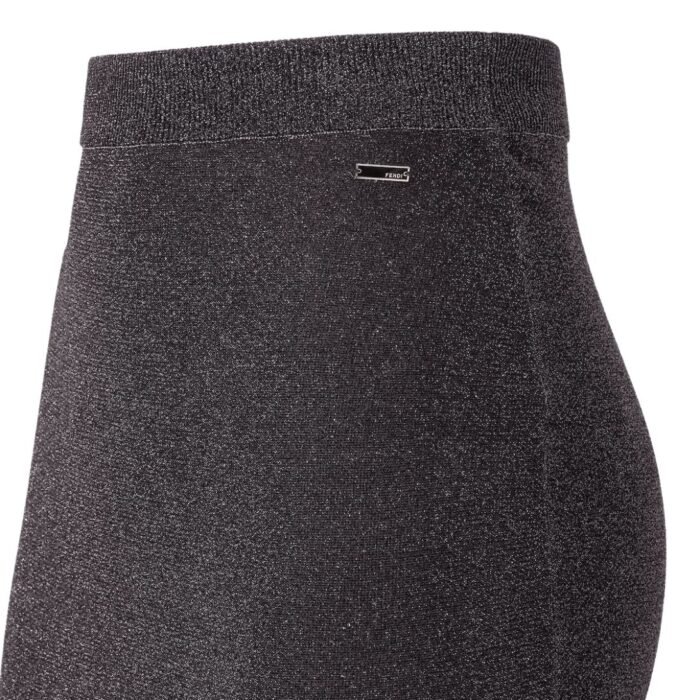 FENDI BLACK JERSEY SKIRT WITH METALLIC YARN