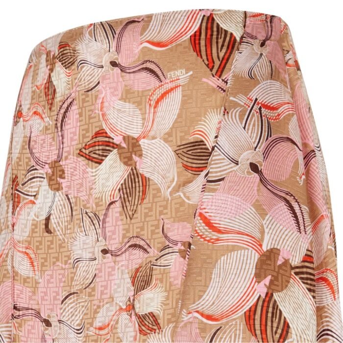 FENDI LUNAR NEW YEAR CHAMPAGNE-COLORED FF SILK SKIRT