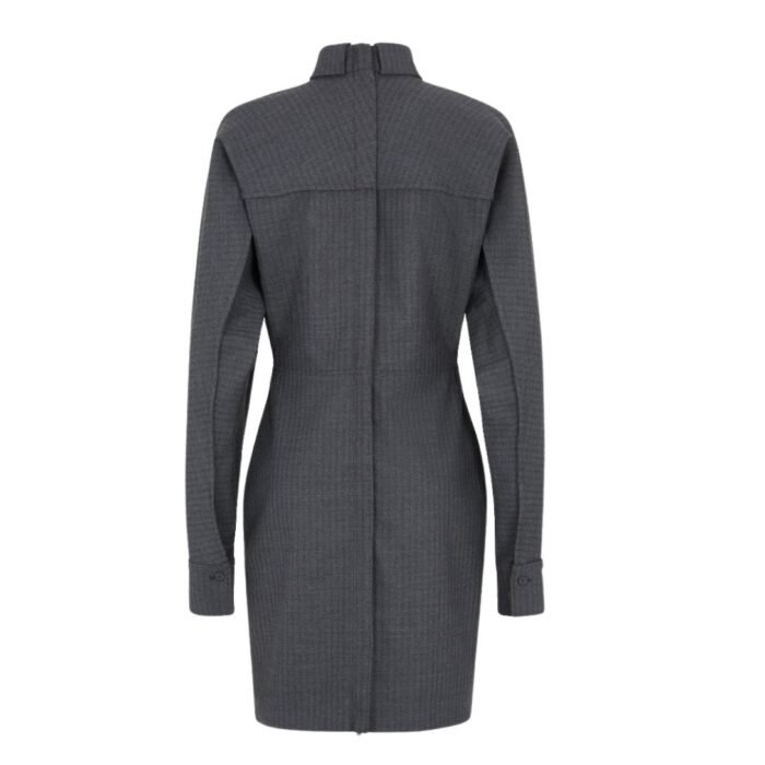FENDI GRAY PINSTRIPED WOOL DRESS