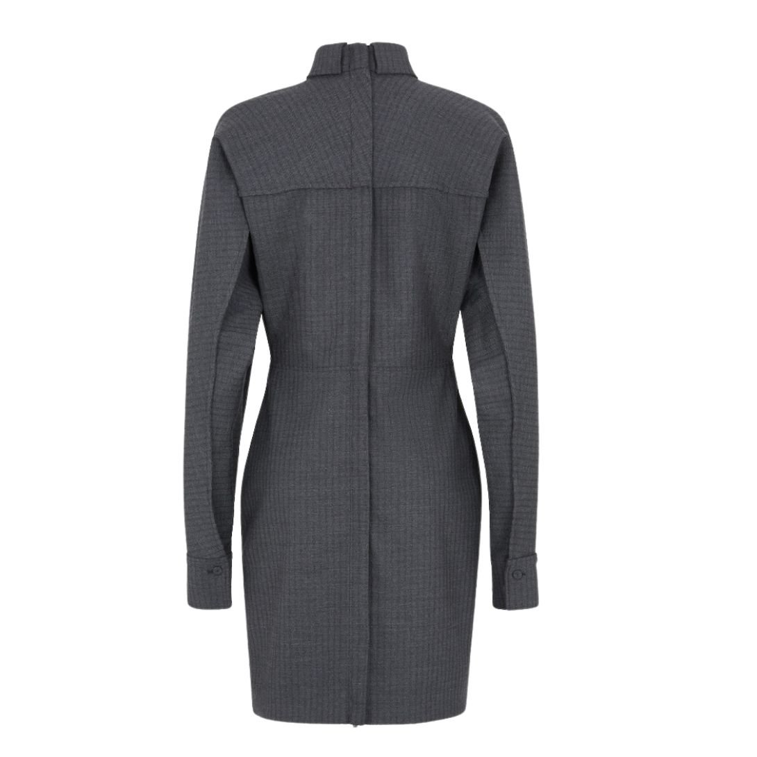6 FENDI GRAY PINSTRIPED WOOL DRESS