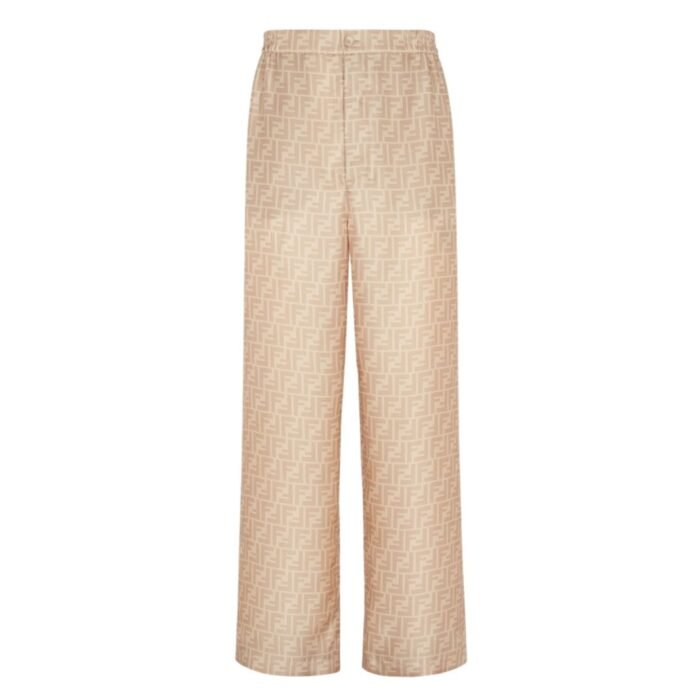 FENDI BEIGE FF SILK PANTS