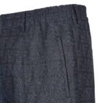 FENDI BLUE FF LABYRINTH JACQUARD PANTS