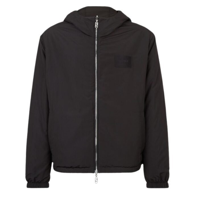 FENDI BLACK NYLON WINDBREAKER JACKET