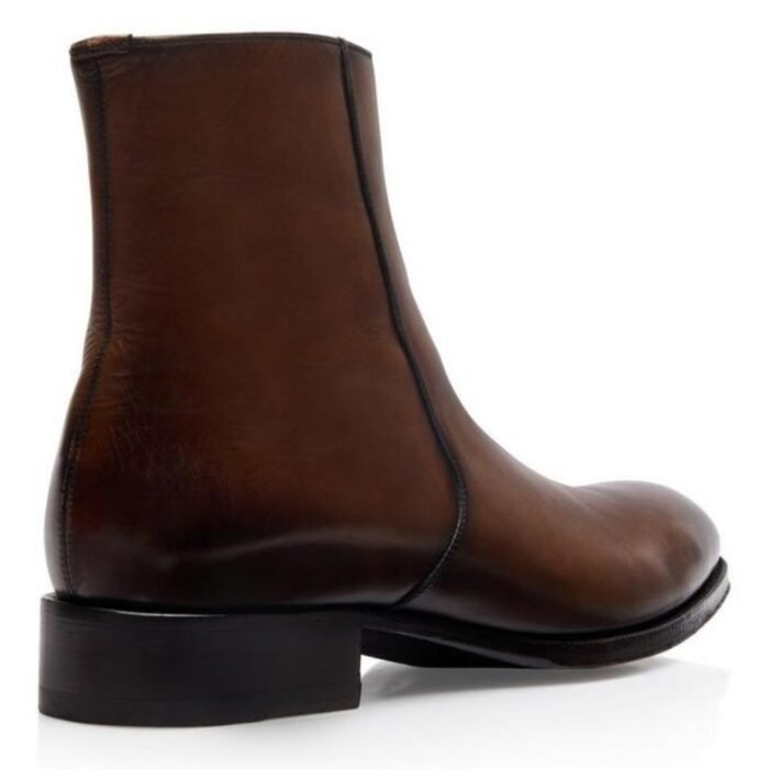 TOM FORD BURNISHED LEATHER EDGAR ZIP BOOT BRONZE