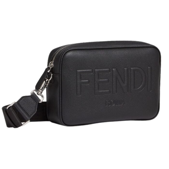 FENDI ROMA CAMERA CASE BLACK LEATHER BAG