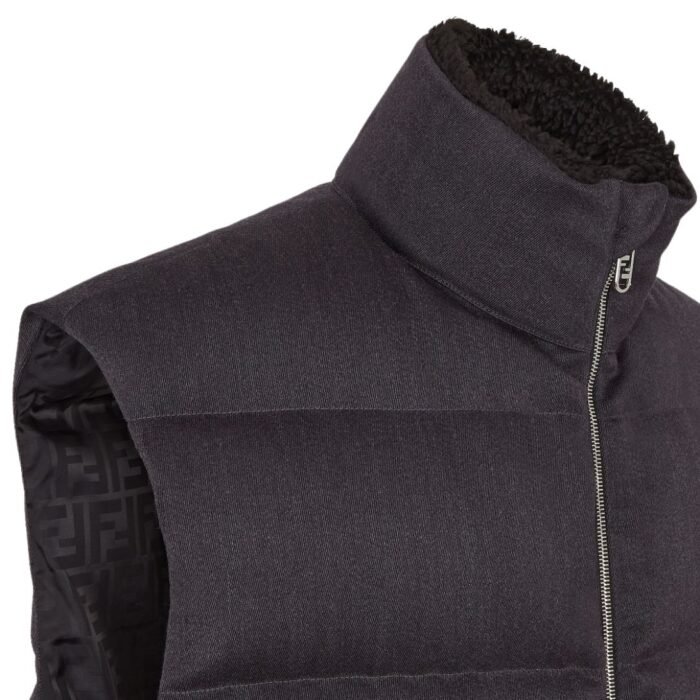 FENDI VEST BLACK WOOL TWILL GILET