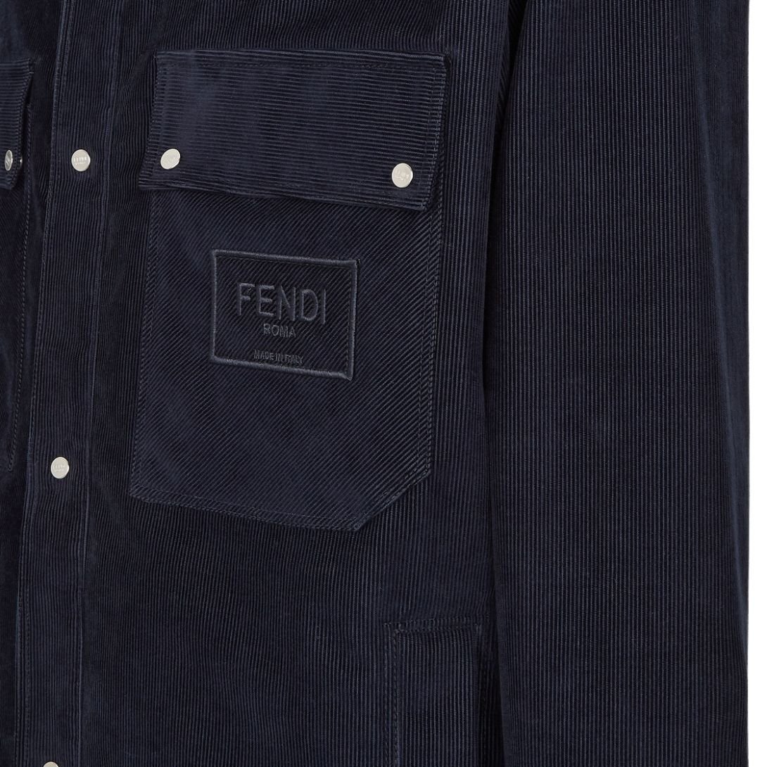 7 FENDI NAVY BLUE CORDUROY BLOUSON
