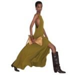 FENDI GREEN SABLÉ DRESS