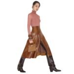 FENDI BROWN LEATHER SKIRT