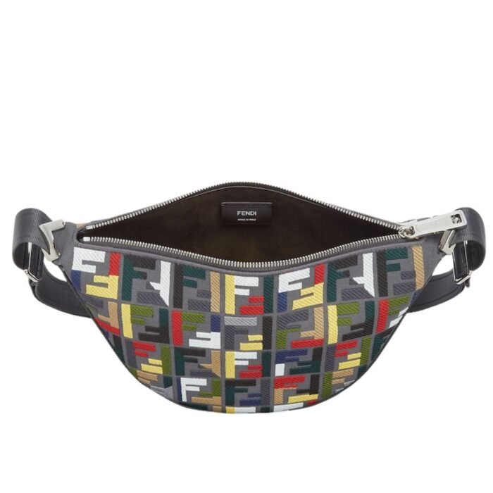 FENDI SMALL MELON CANVAS BAG WITH MULTICOLOR FF EMBROIDERY