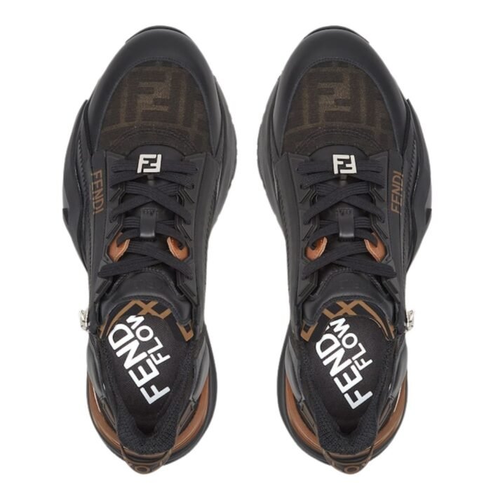 FENDI FLOW SNEAKERS BLACK LEATHER LOW-TOPS