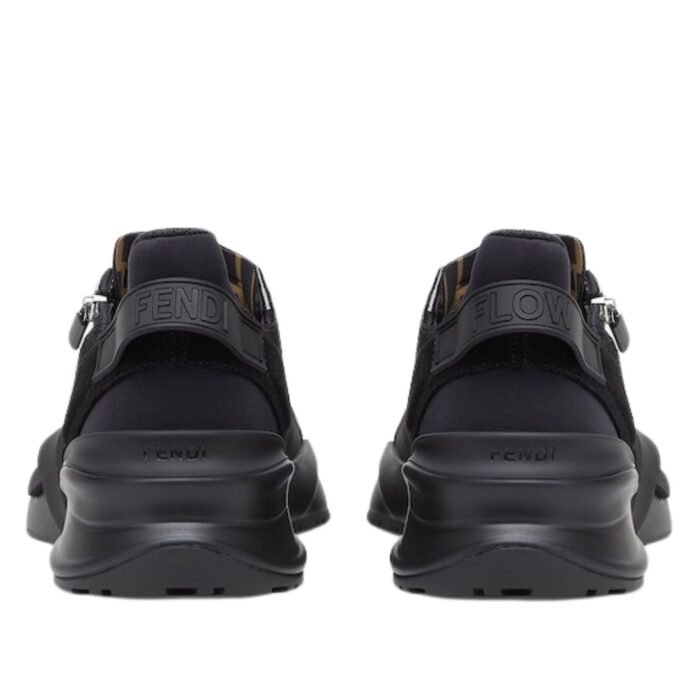 FENDI FLOW SNEAKERS BLACK NYLON LOW TOPS