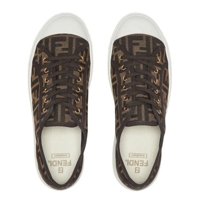 FENDI DOMINO FF JACQUARD FABRIC LOW-TOPS