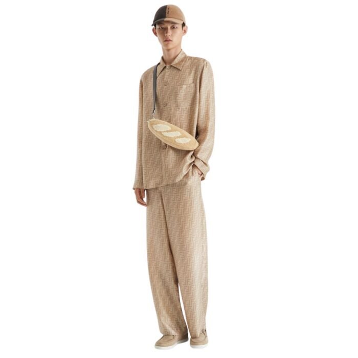 FENDI BEIGE FF SILK PANTS
